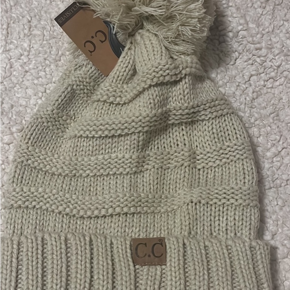 Beanie with Pom Pom never worn. Has tags!!paid over 30.